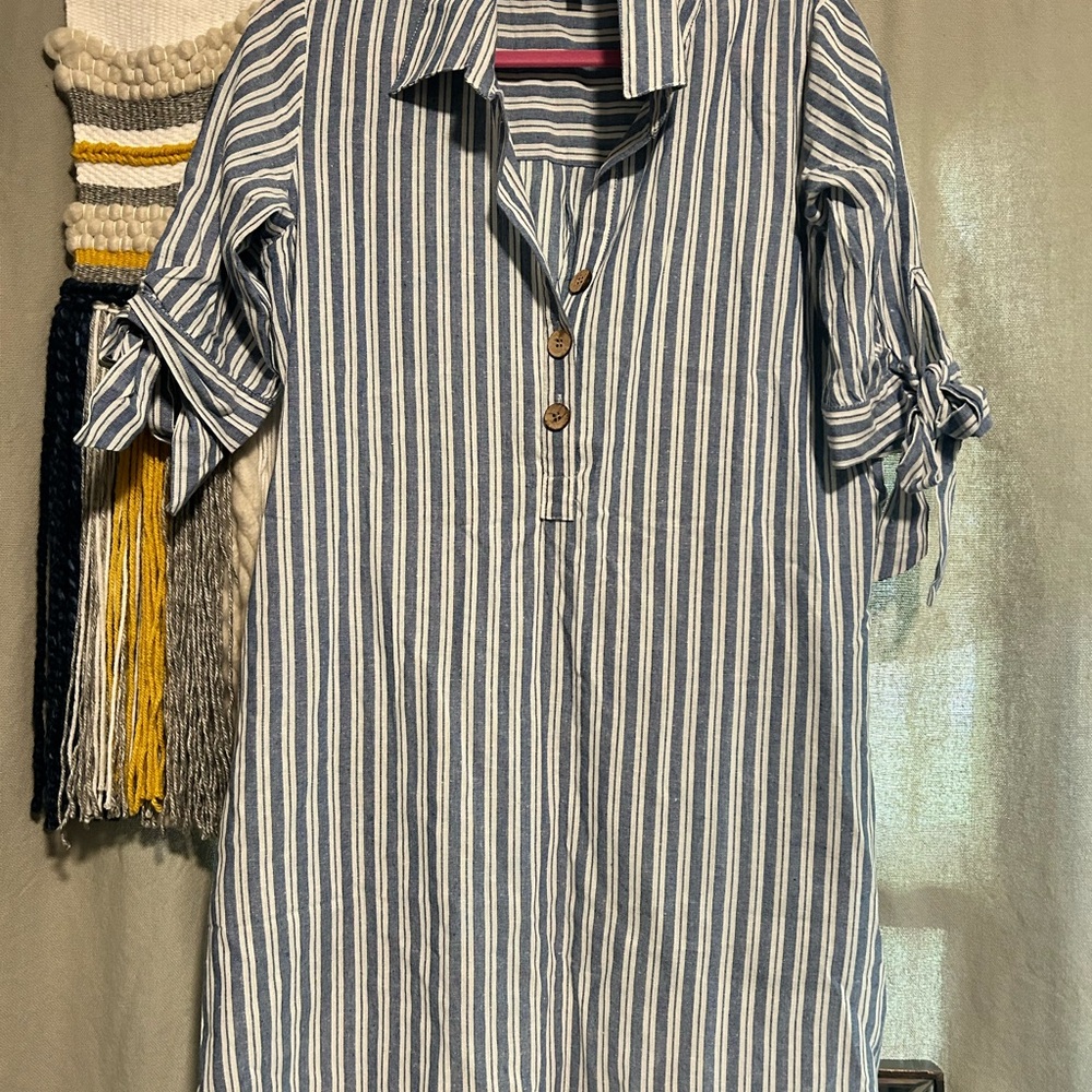 J. Crew Blue and White Striped Top